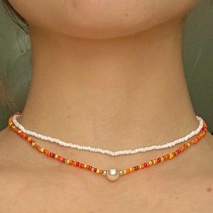 Sunset pearl bead necklace
